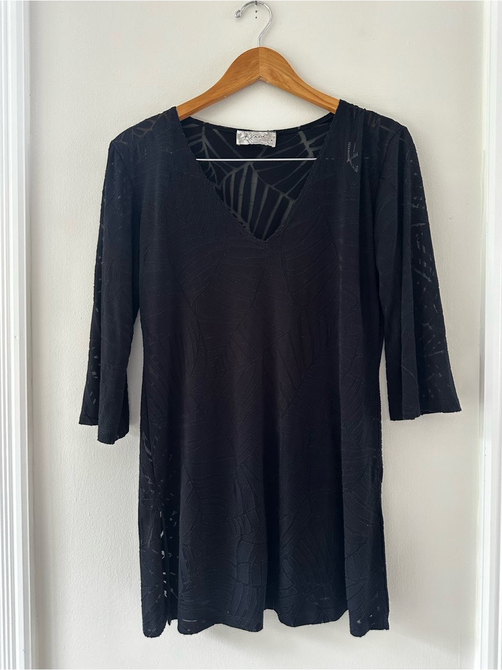 Black V-Neck Swim Coverup Tunic by